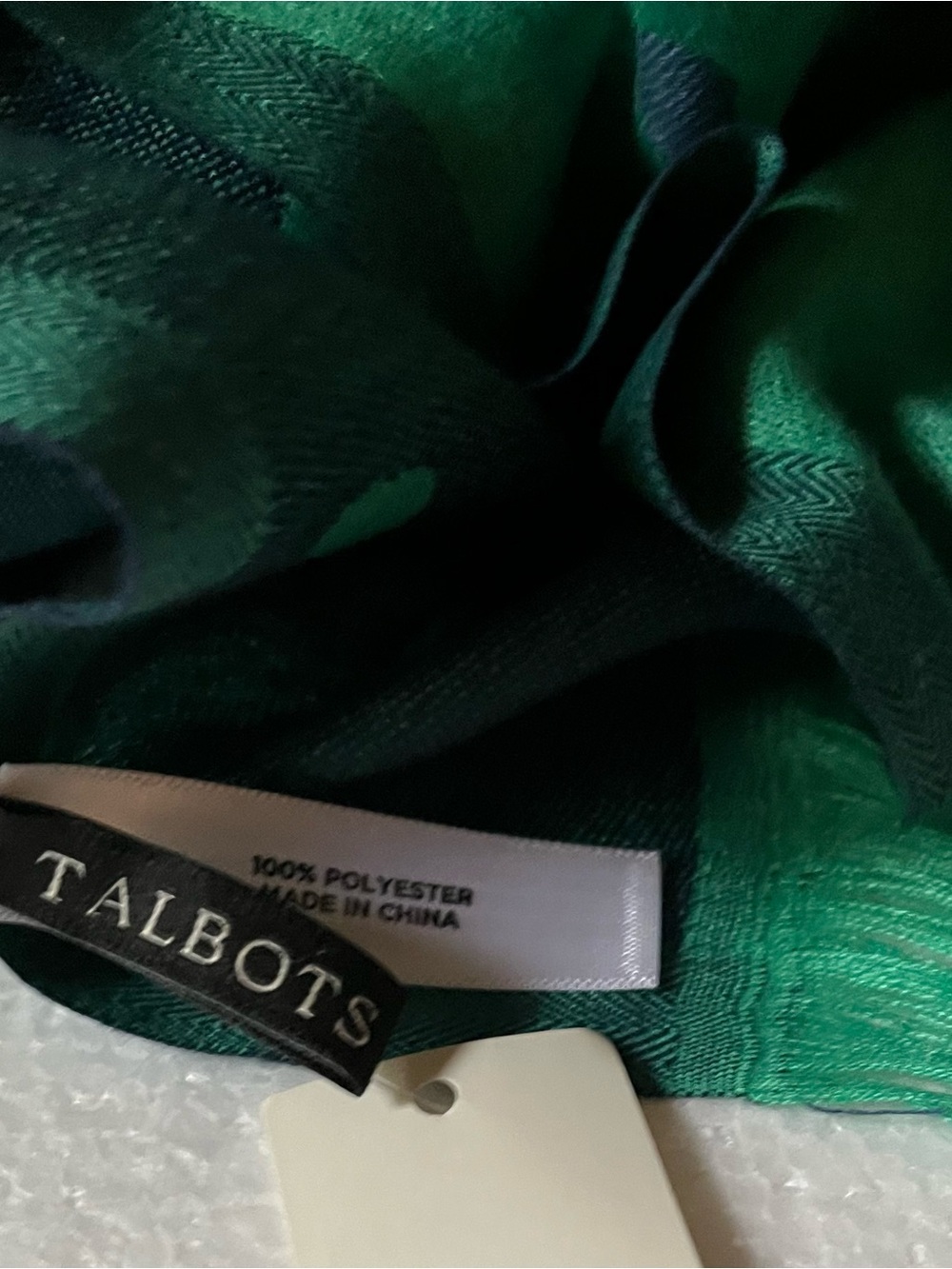 NWT Talbots Reversible Green Polka Dot Oversized Scarf Wrap 70” x 28” - Picture 4 of 5